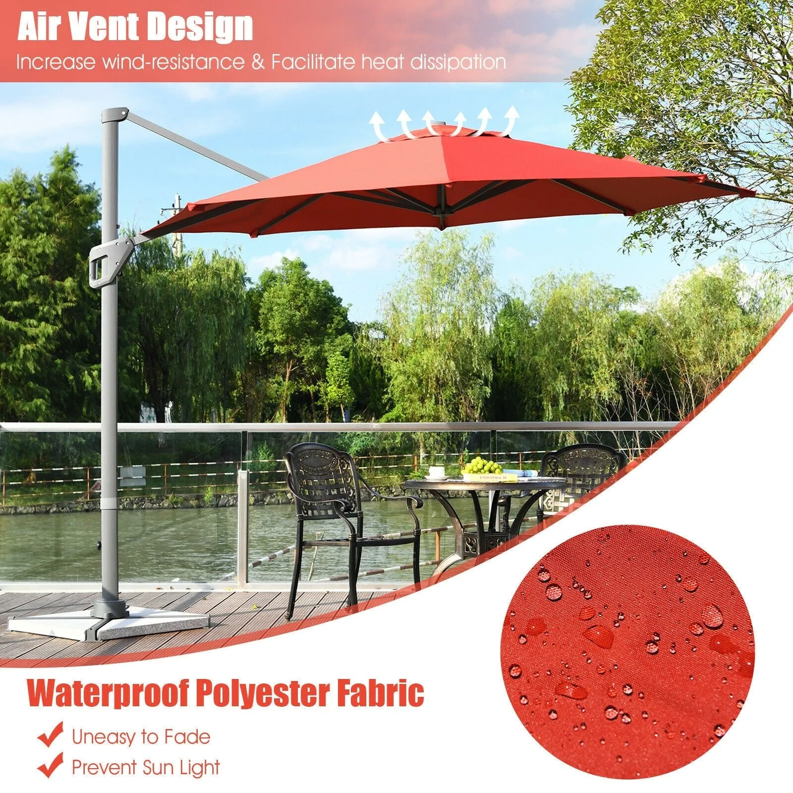 11ft Patio Offset Umbrella - Orange