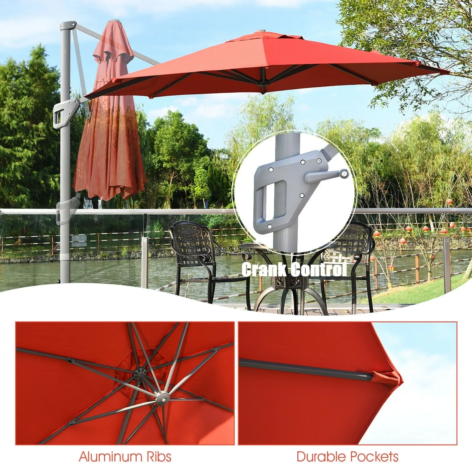 11ft Patio Offset Umbrella - Orange