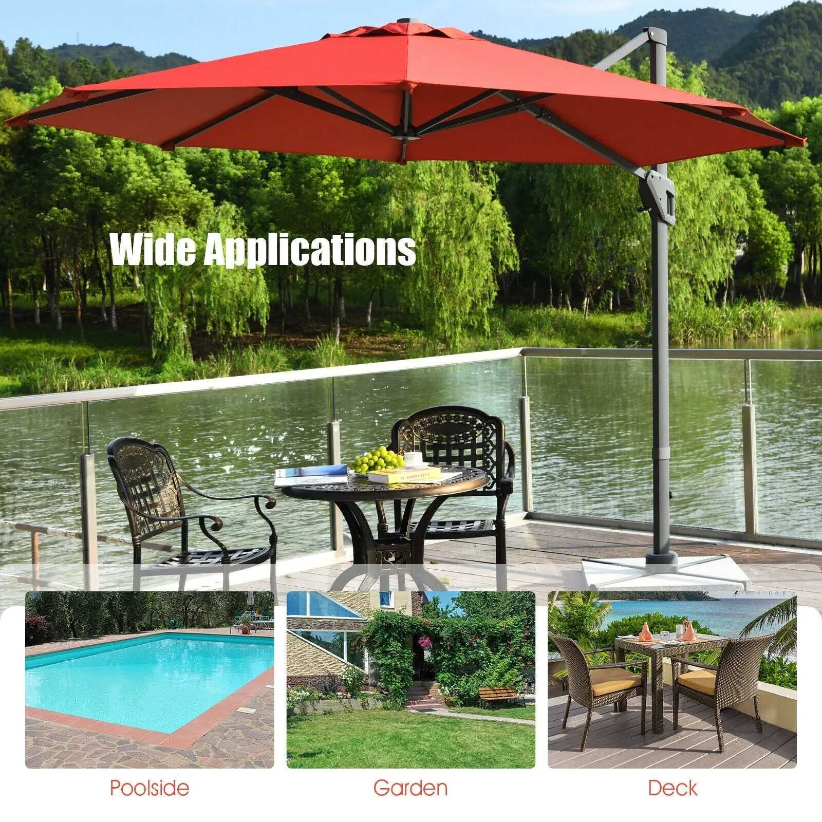 11ft Patio Offset Umbrella - Orange