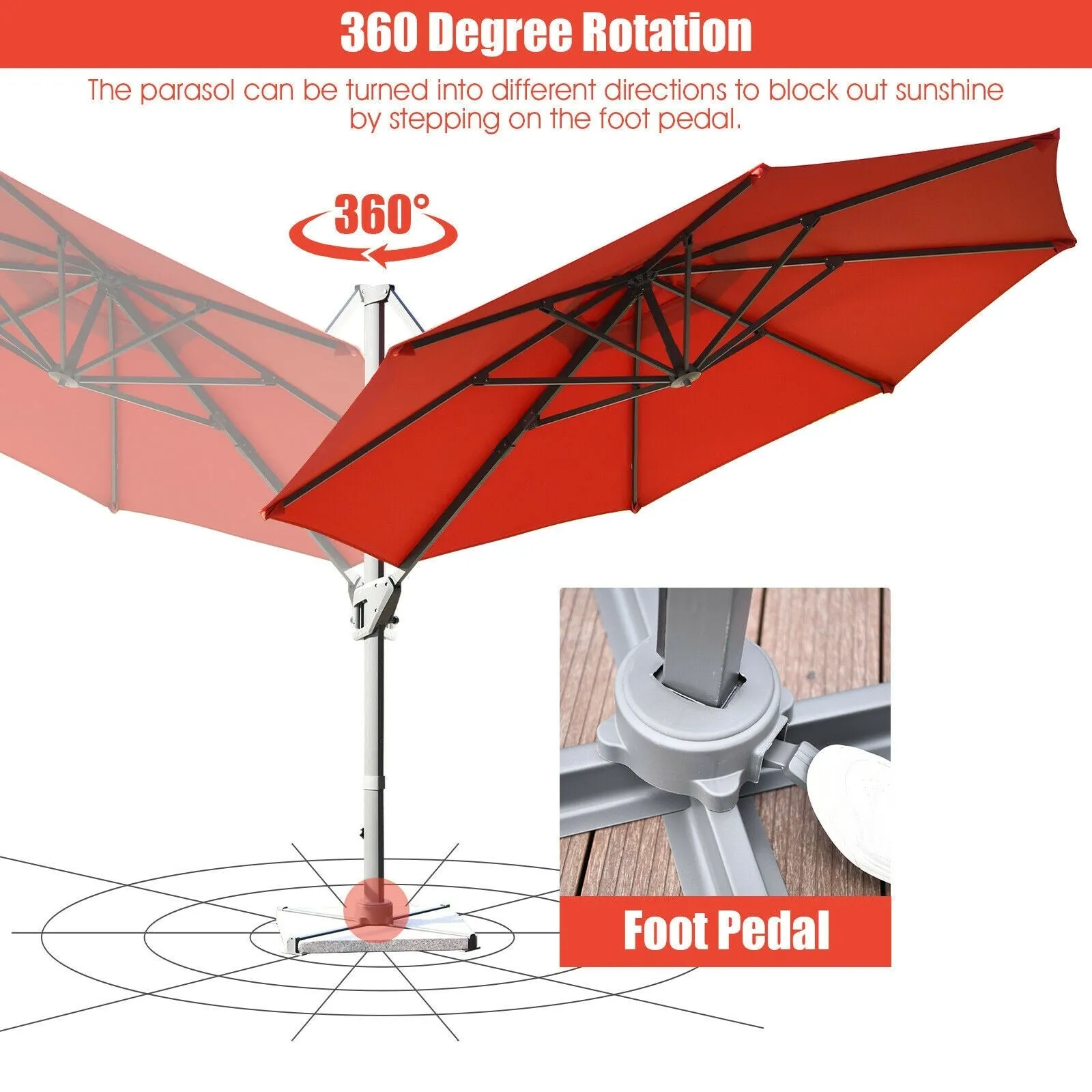 11ft Patio Offset Umbrella - Orange