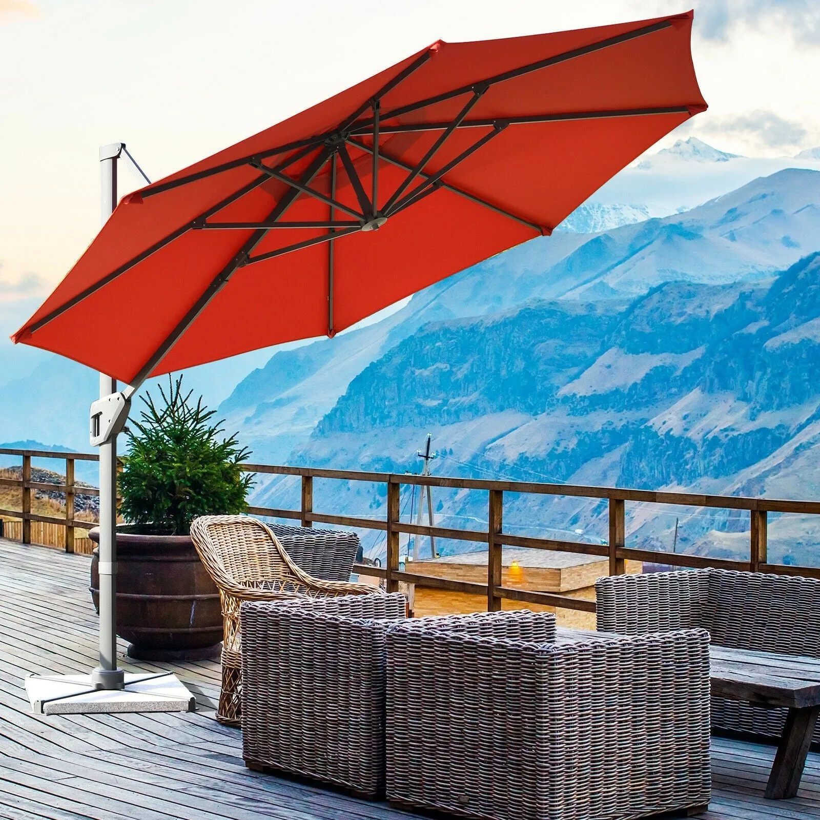 11ft Patio Offset Umbrella - Orange