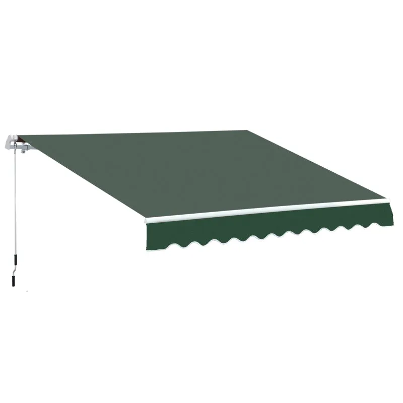 12x8.2ft Manual Retractable Patio Awning - Green