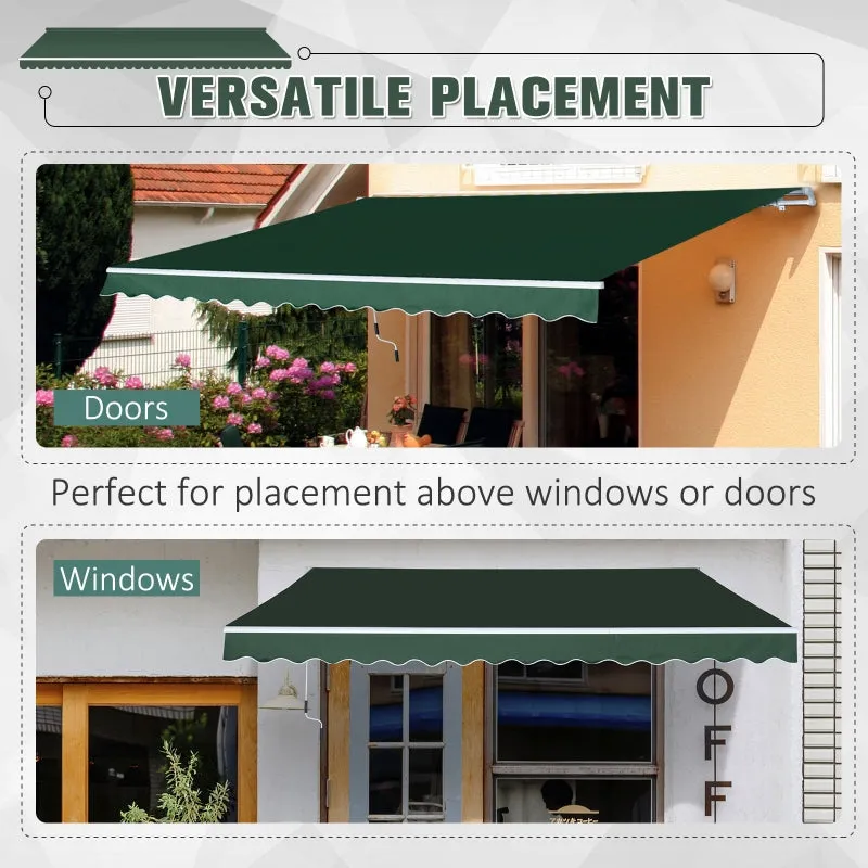 12x8.2ft Manual Retractable Patio Awning - Green