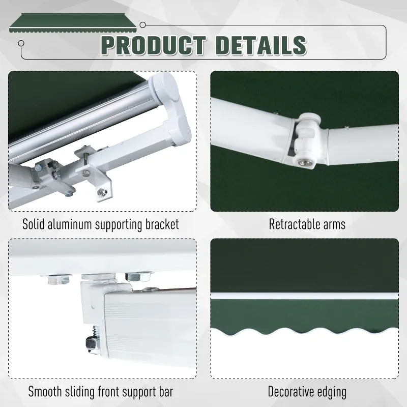 12x8.2ft Manual Retractable Patio Awning - Green