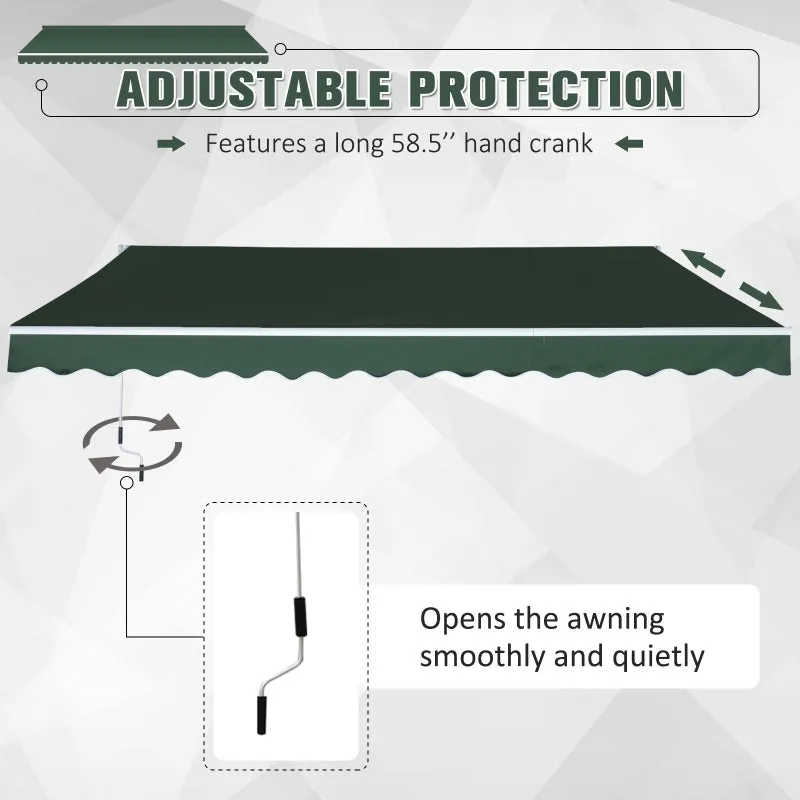 12x8.2ft Manual Retractable Patio Awning - Green