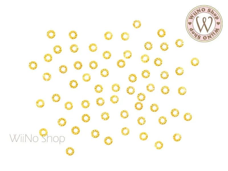 2.5mm Gold Round Circle Dotted Frame Metal Studs - 10 pcs