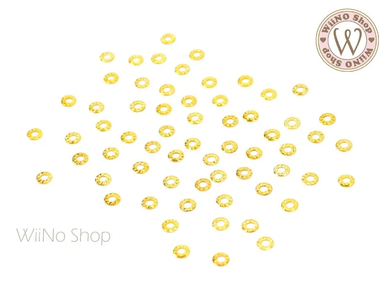 2.5mm Gold Round Circle Dotted Frame Metal Studs - 10 pcs