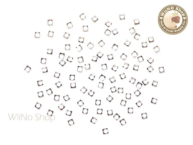 2mm Silver Square Circle Frame Decoration - 25 pcs