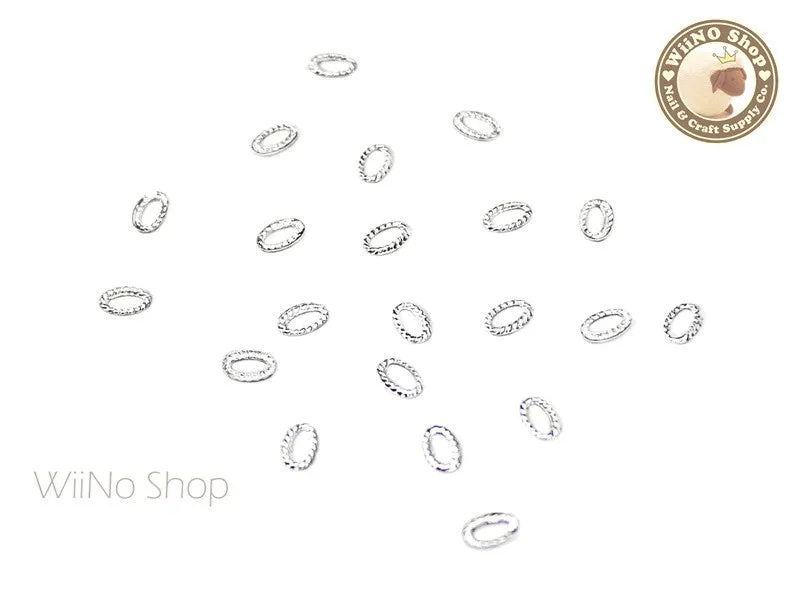 3 x 4mm Silver Oval Twisted Frame Metal Studs - 10 pcs