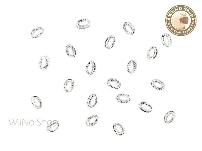 3 x 4mm Silver Oval Twisted Frame Metal Studs - 10 pcs