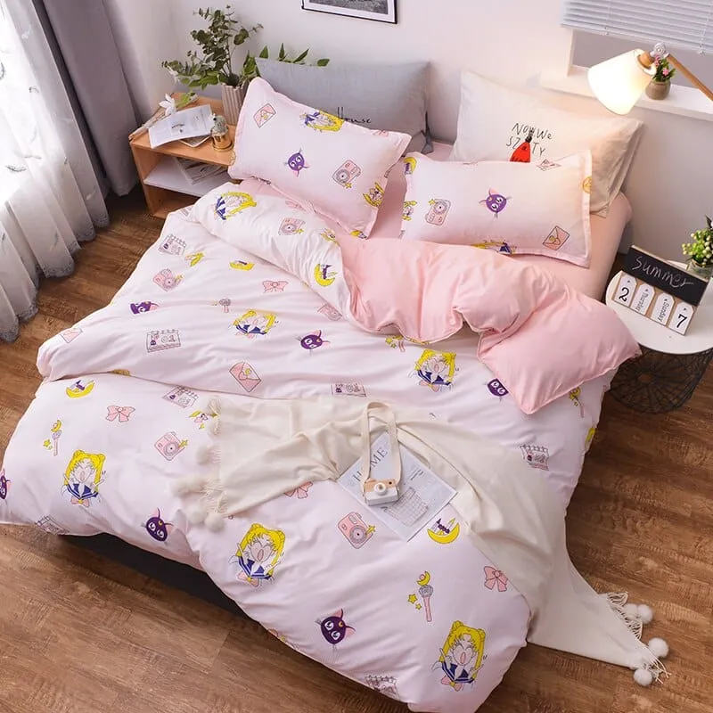 3/4pcs set Kawaii Anime Cotton Bedding Set