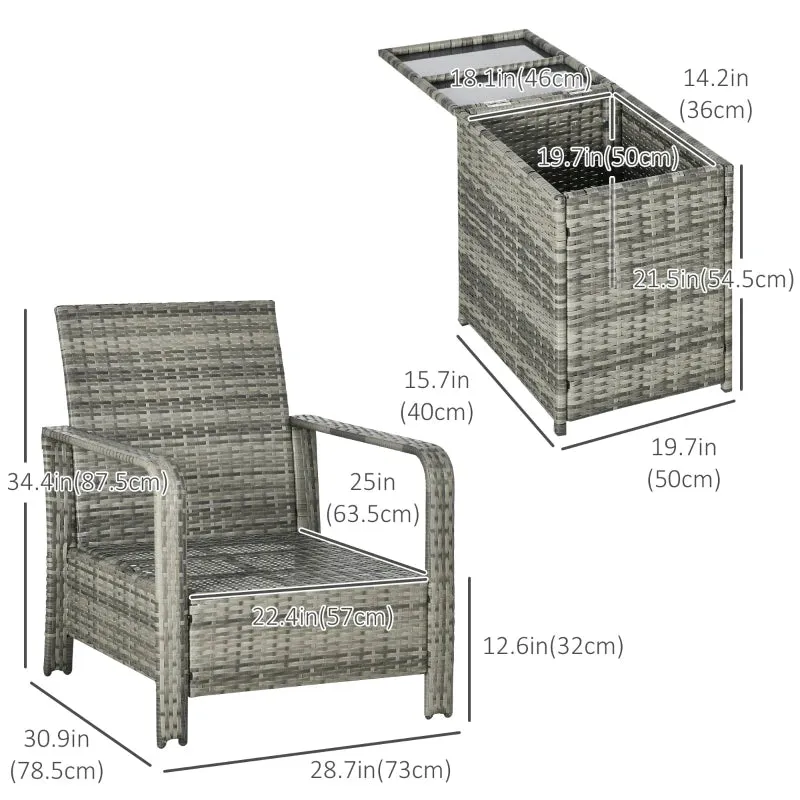 3pc Patio Rattan Furniture Sofa Set - Beige