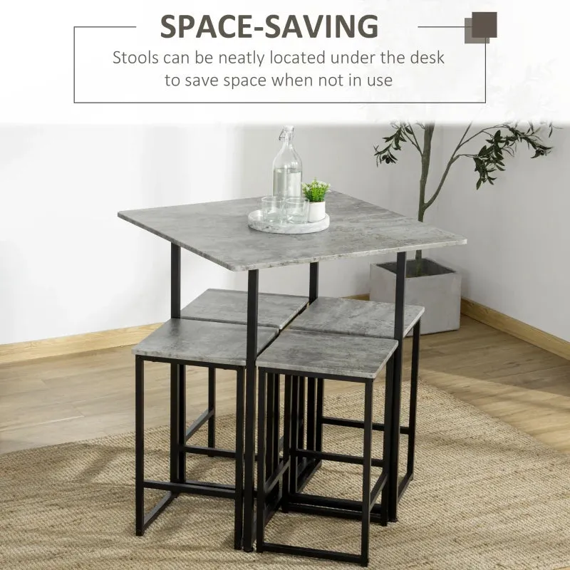 5pc Square Bar Table with Stools - Gray