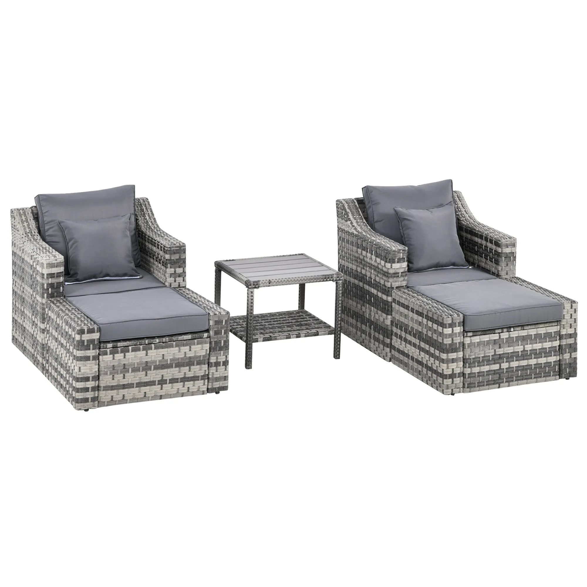 5pc Wicker Rattan Patio Conversation Set with Cushioned Armchair - Grey