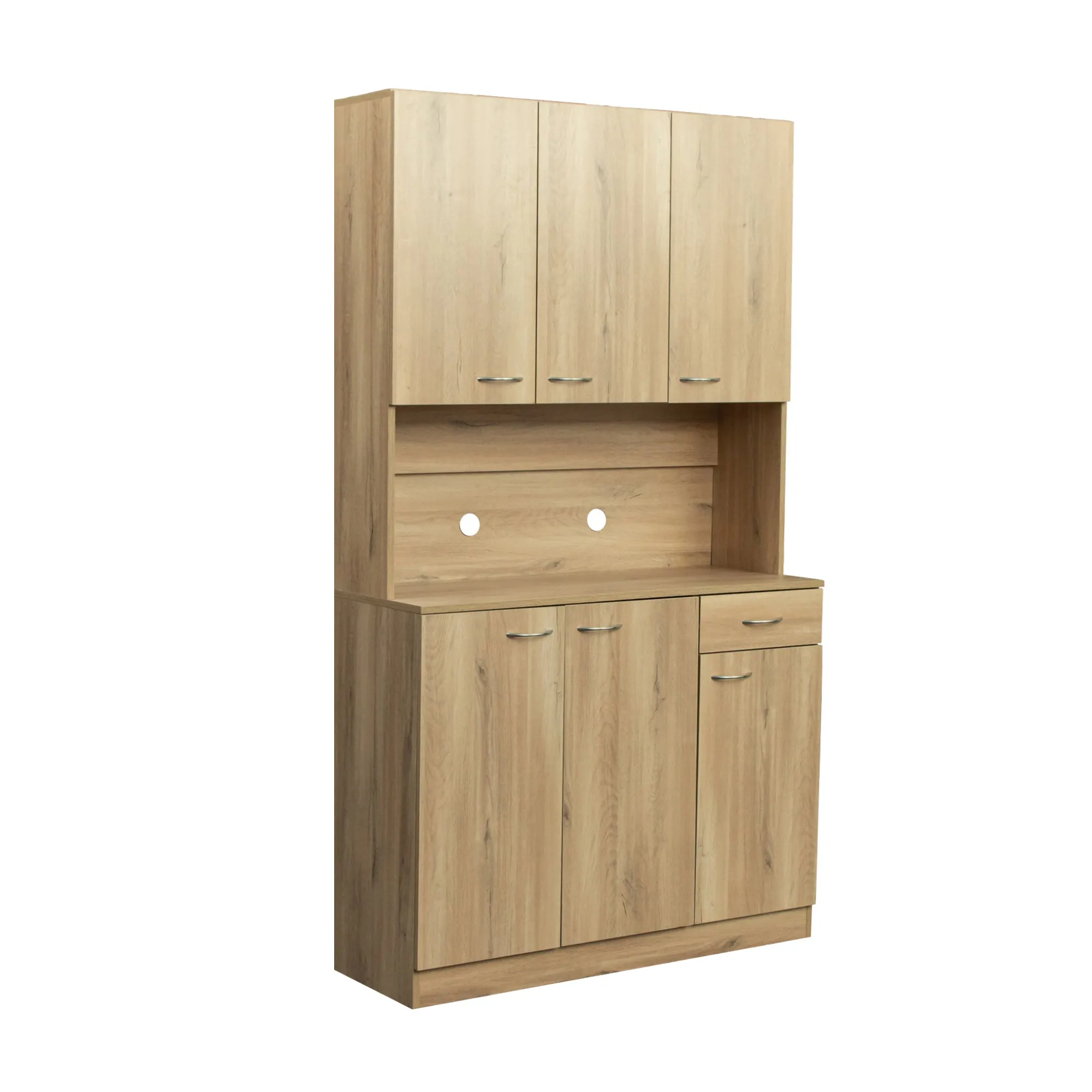 70.87" Tall Wardrobe& Kitchen Cabinet, with 6-Doors, 1-Open Shelves and 1-Drawer for bedroom,Rustic Oak