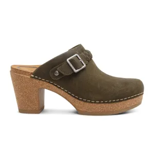 Aetrex Corey Heeled Clog (Women) - Olive Leather