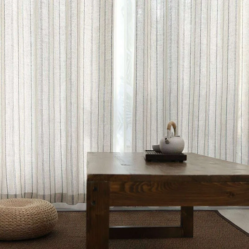 Annapolis Linen Stripe Semi - Shading Curtain - Beige