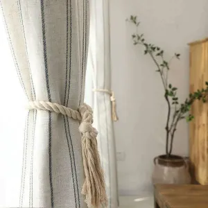 Annapolis Linen Stripe Semi - Shading Curtain - Beige