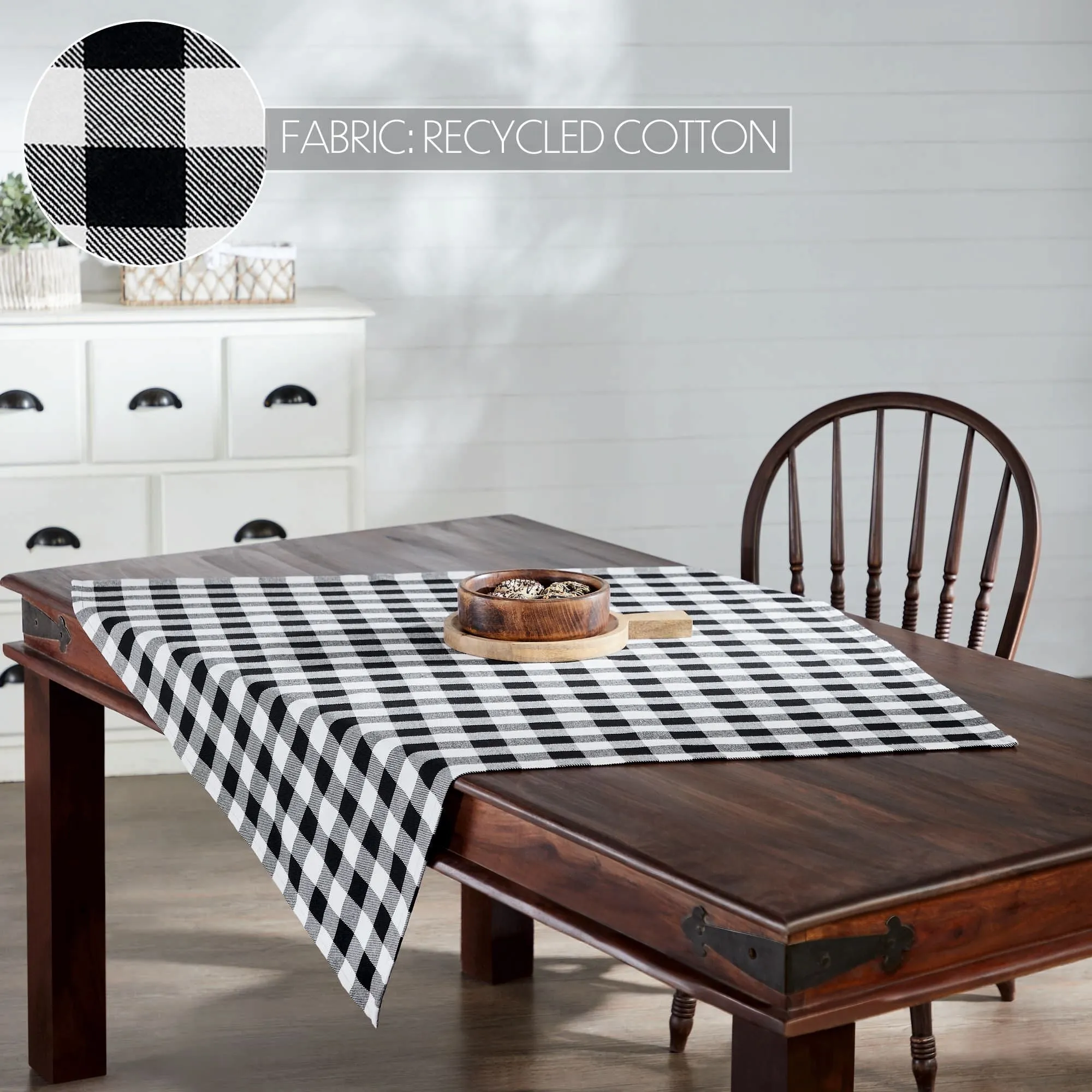 Annie Buffalo Check Black Table Topper 40x40