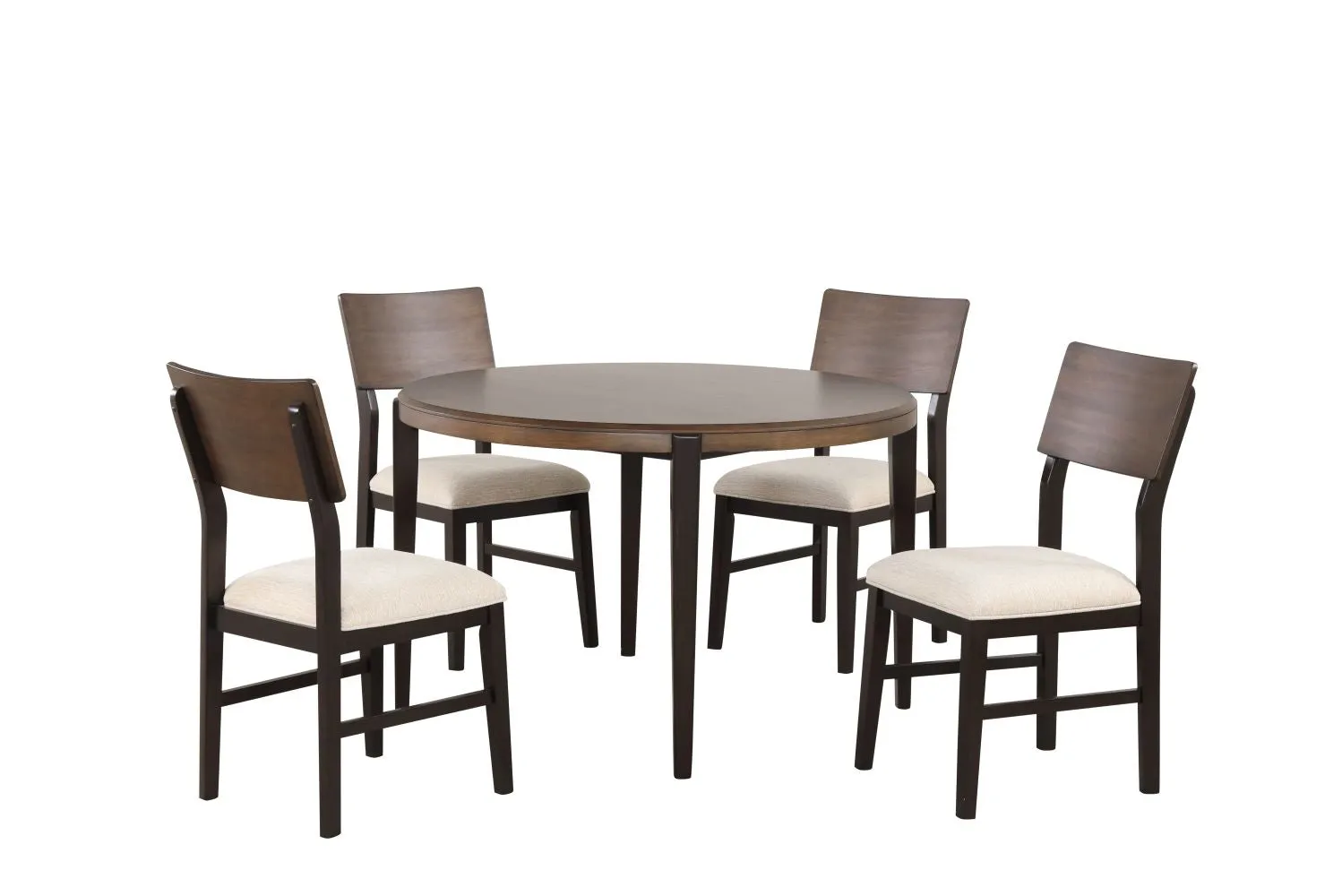 Arabella 5-Piece Round Dining Set - Black, Brown