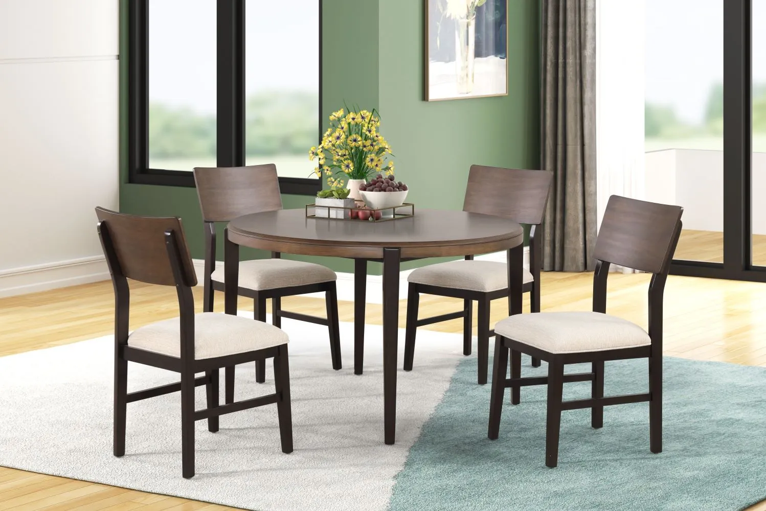 Arabella Round Dining Table - Black, Brown