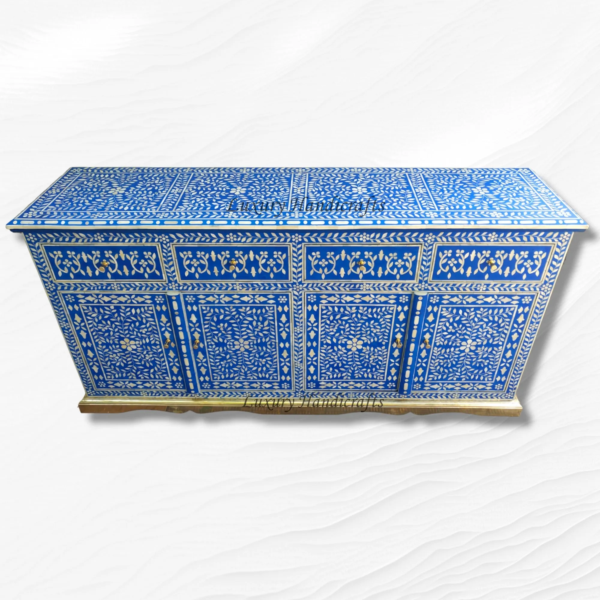 Arabic Floral Bone Inlay Buffet Blue