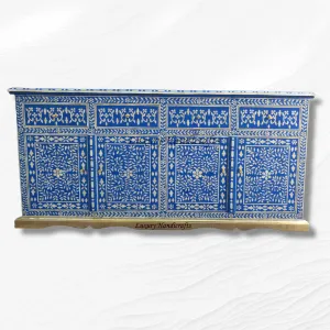 Arabic Floral Bone Inlay Buffet Blue