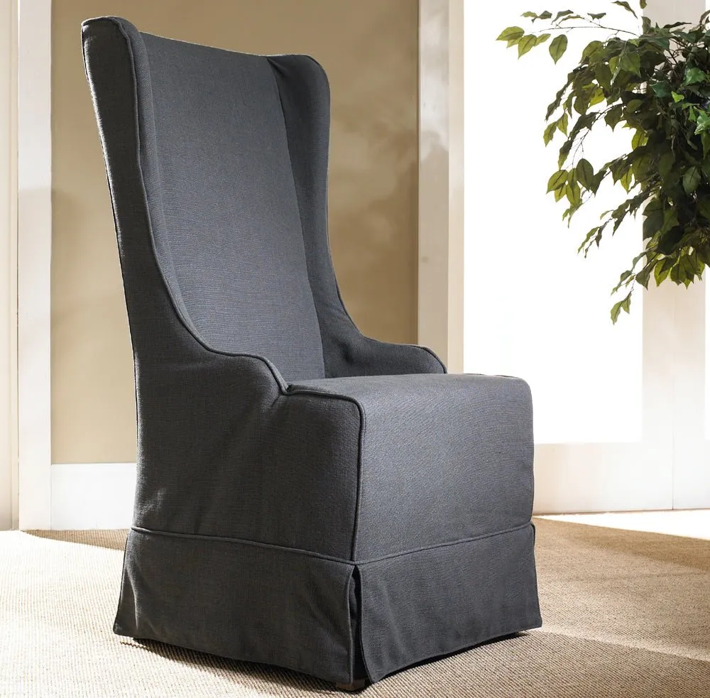 Atlantic Beach Wing Dining Chair - Slipcover only - Charcoal Linen