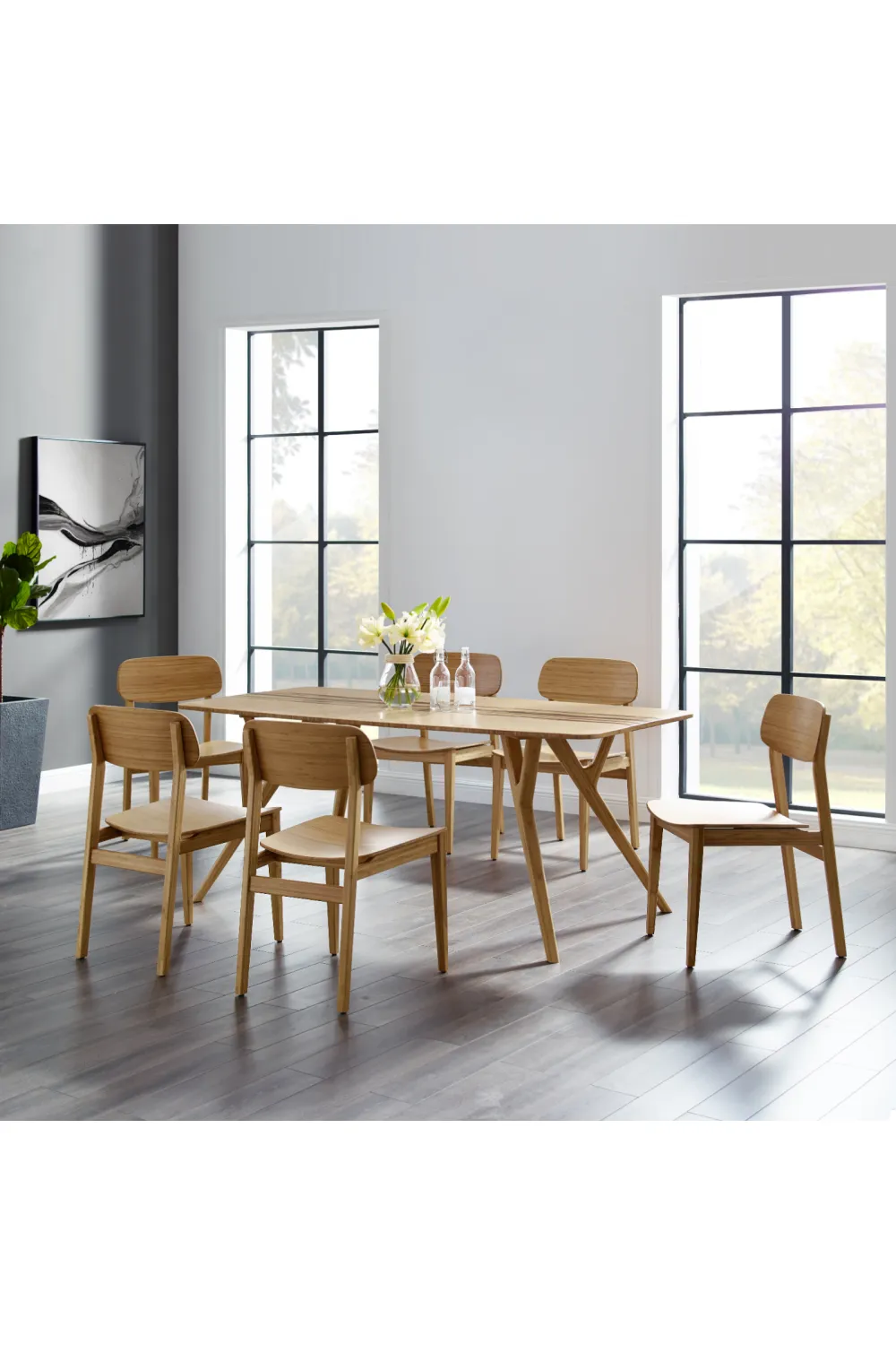 Bamboo Minimalist Dining Chair (Set of 2) | Greenington Currant