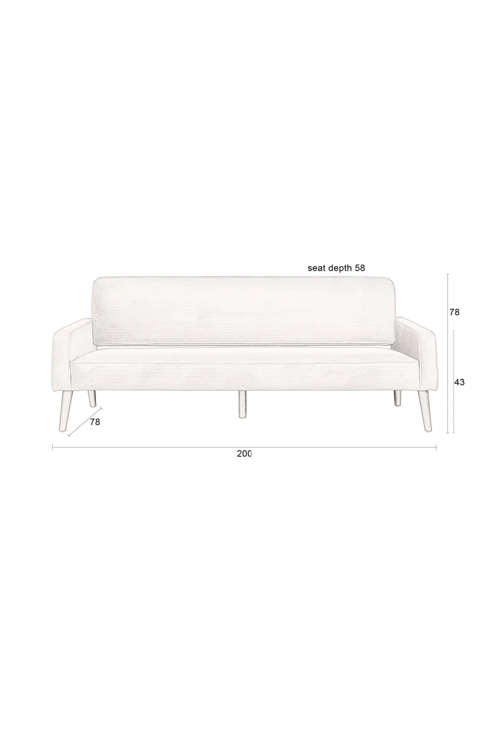 Beige Ribcord Sofa | Dutchbone Preston