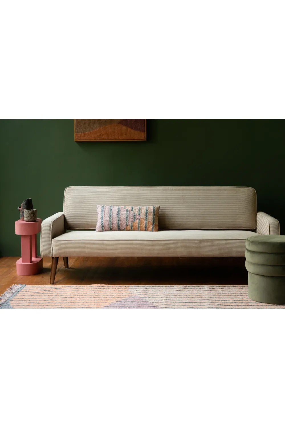 Beige Ribcord Sofa | Dutchbone Preston