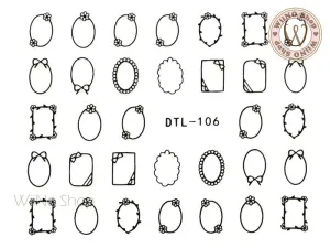 Black Cute Frame Nail Art Sticker - 1 pc (DTL-106B)