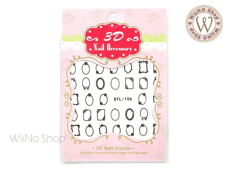 Black Cute Frame Nail Art Sticker - 1 pc (DTL-106B)