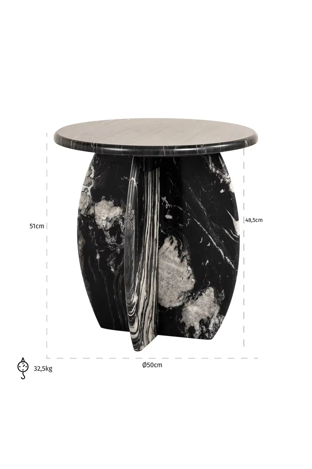 Black Marble Round End Table | OROA Bancroft