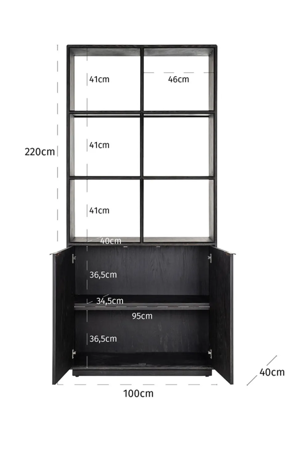 Black Oak 2-Door Bookcase | OROA Blackbone