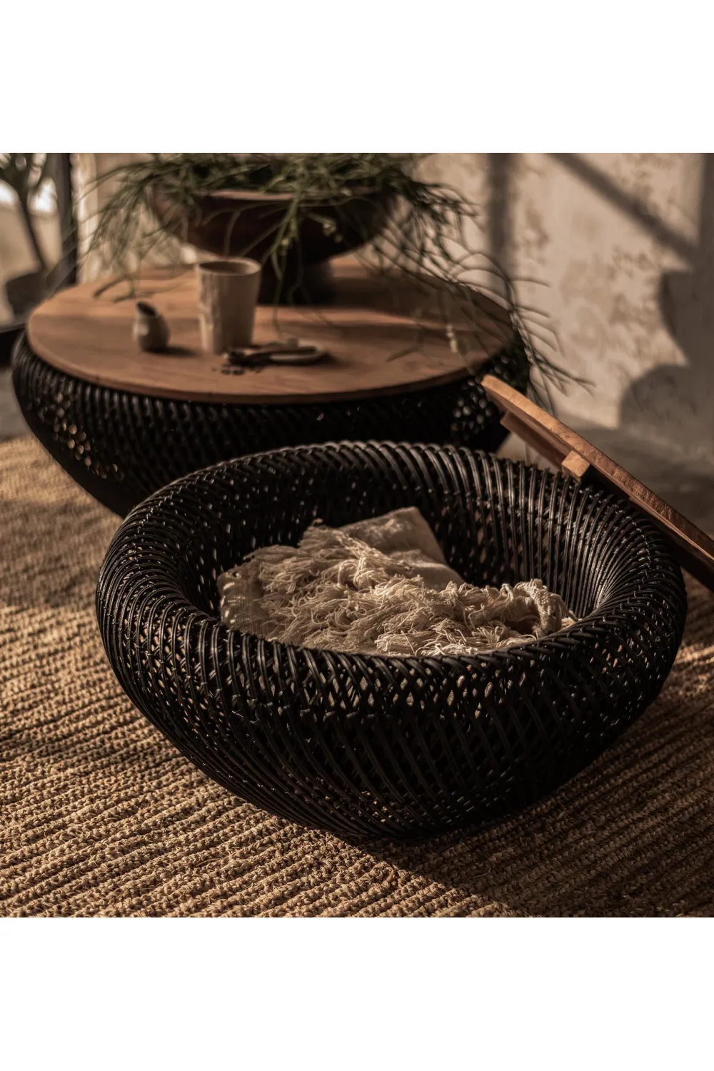 Black Rattan Storage Coffee Table | dBodhi Wave