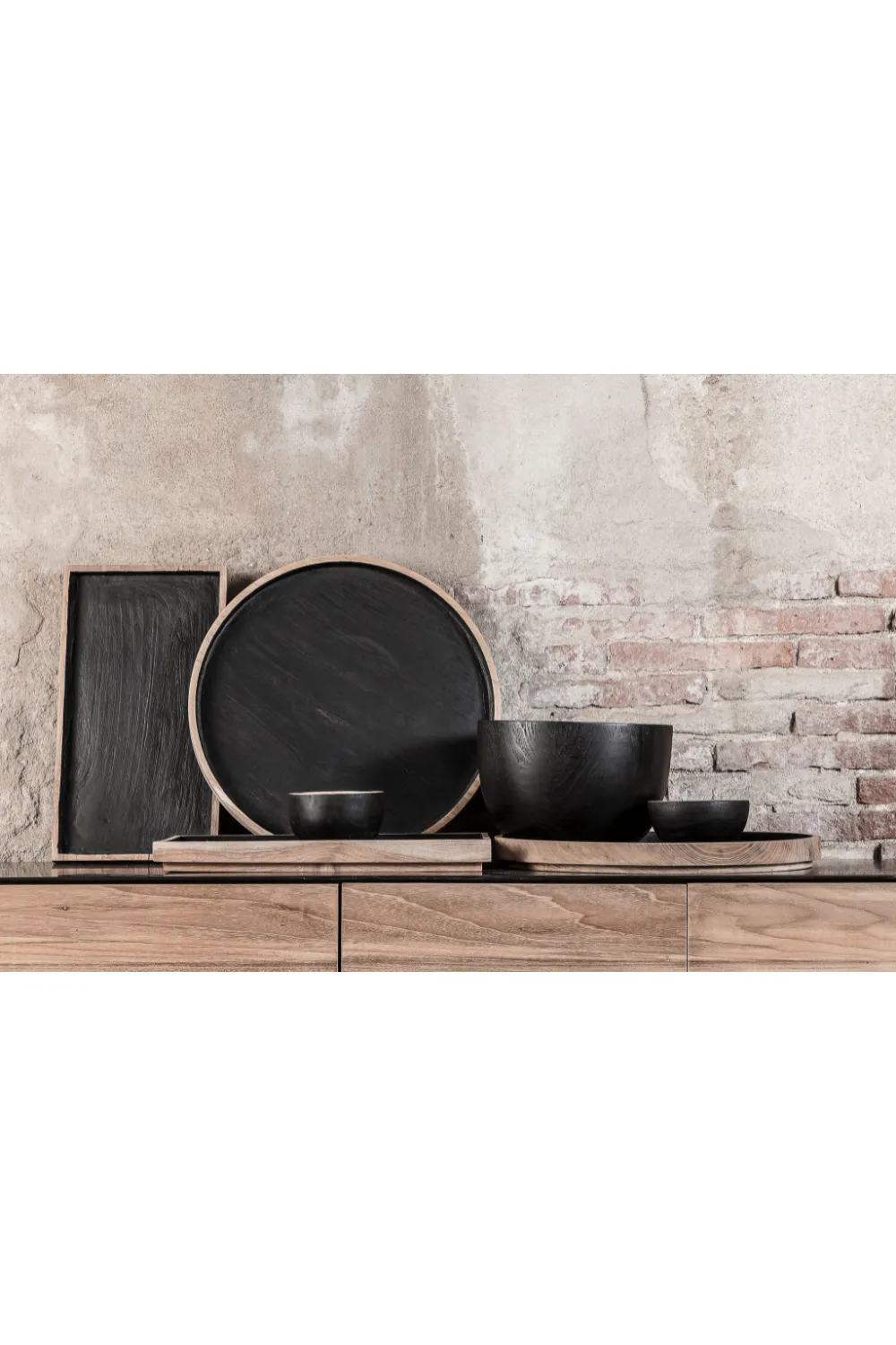 Black Teak Circular Tray | Dareels Dark