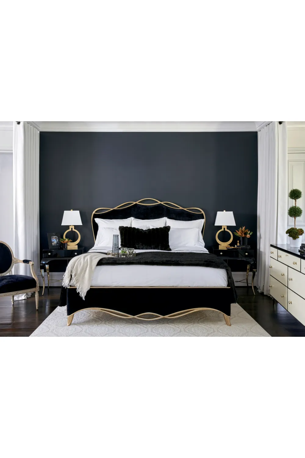 Black Velvet Modern Bed | Caracole The Ribbon King