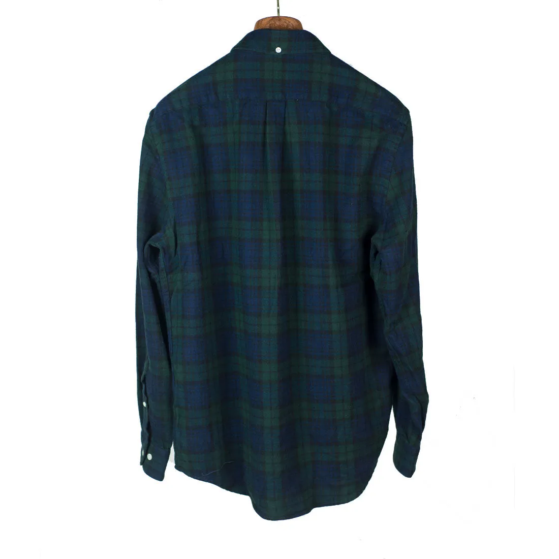 Bonfim shirt in green & blue blackwatch plaid cotton flannel (Restock)