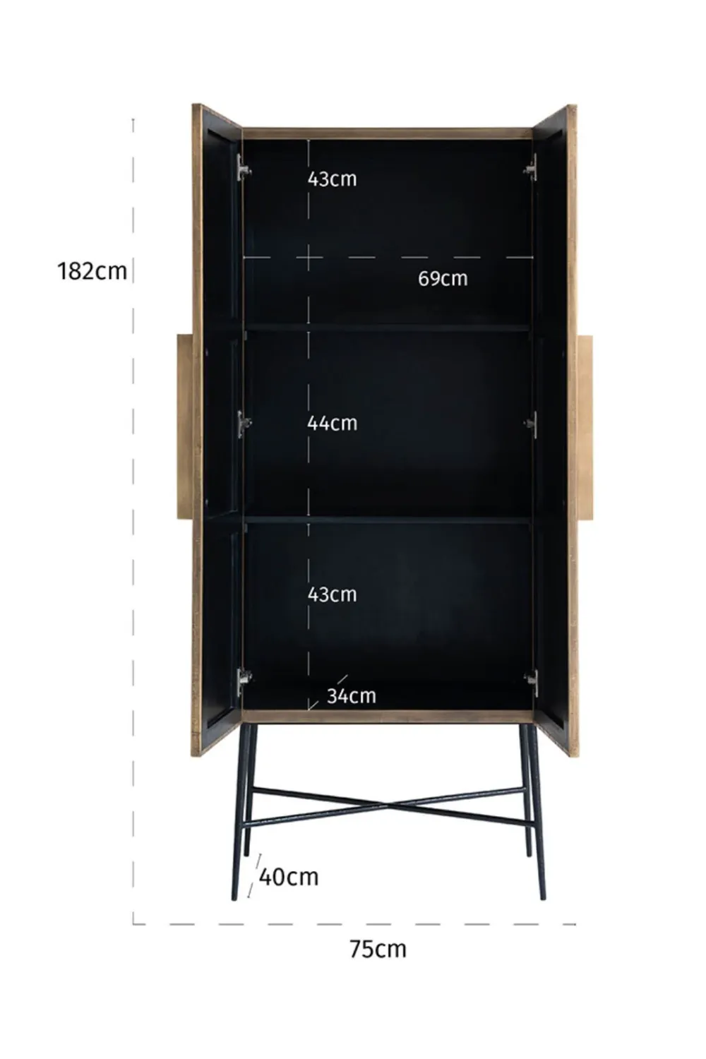 Brass 2-Door Modern Cabinet | OROA Ironville