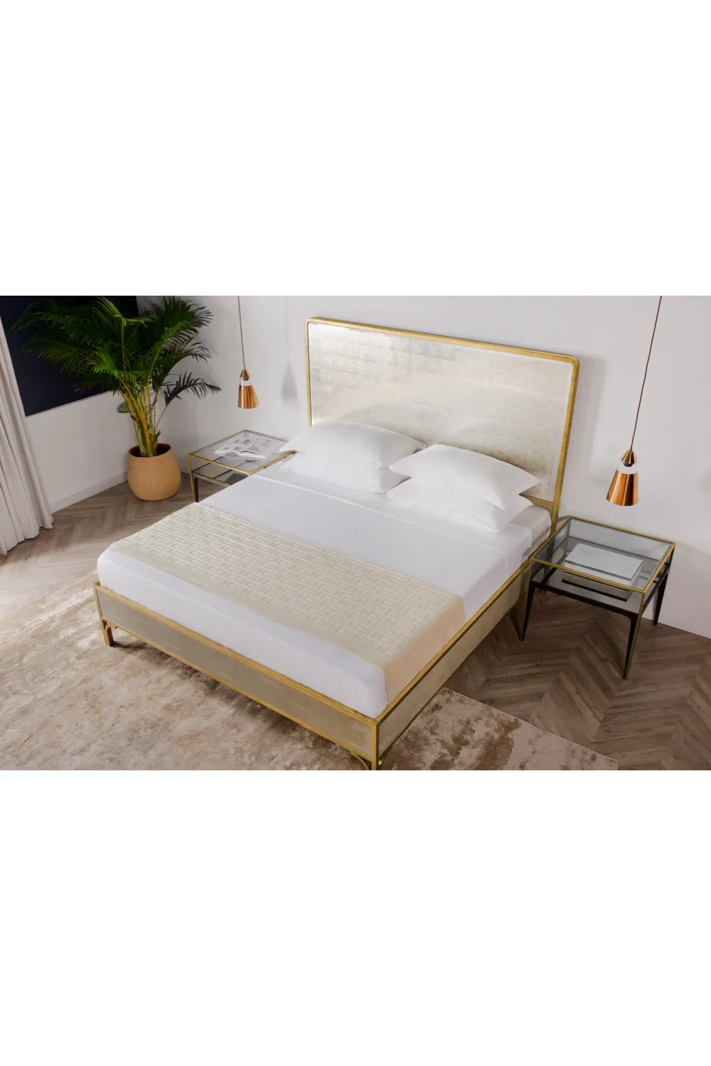 Brass Wood Framed Mirror King Bed | Andrew Martin Gilded Star