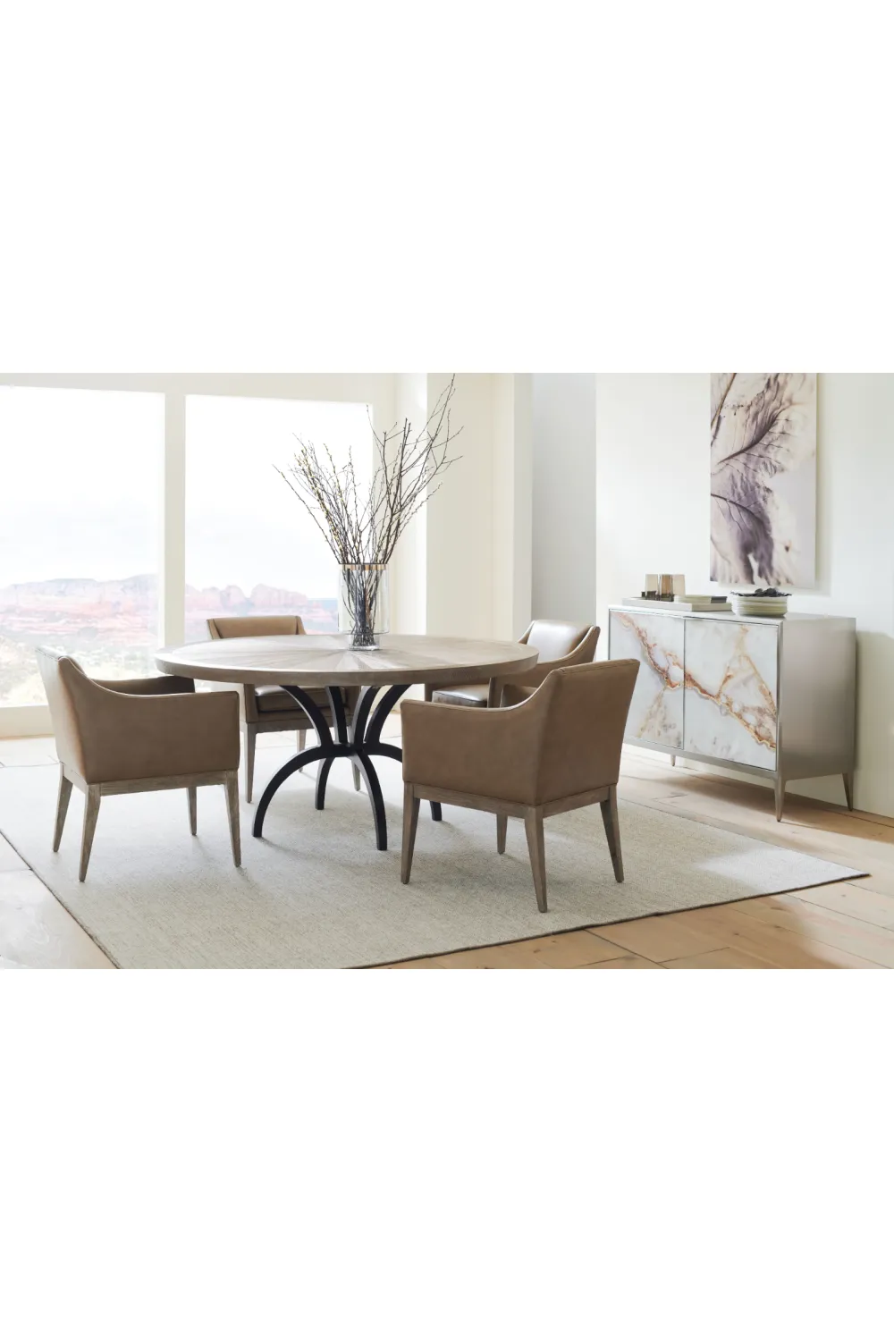 Brown Leather Dining Armchair | Caracole Free And Easy