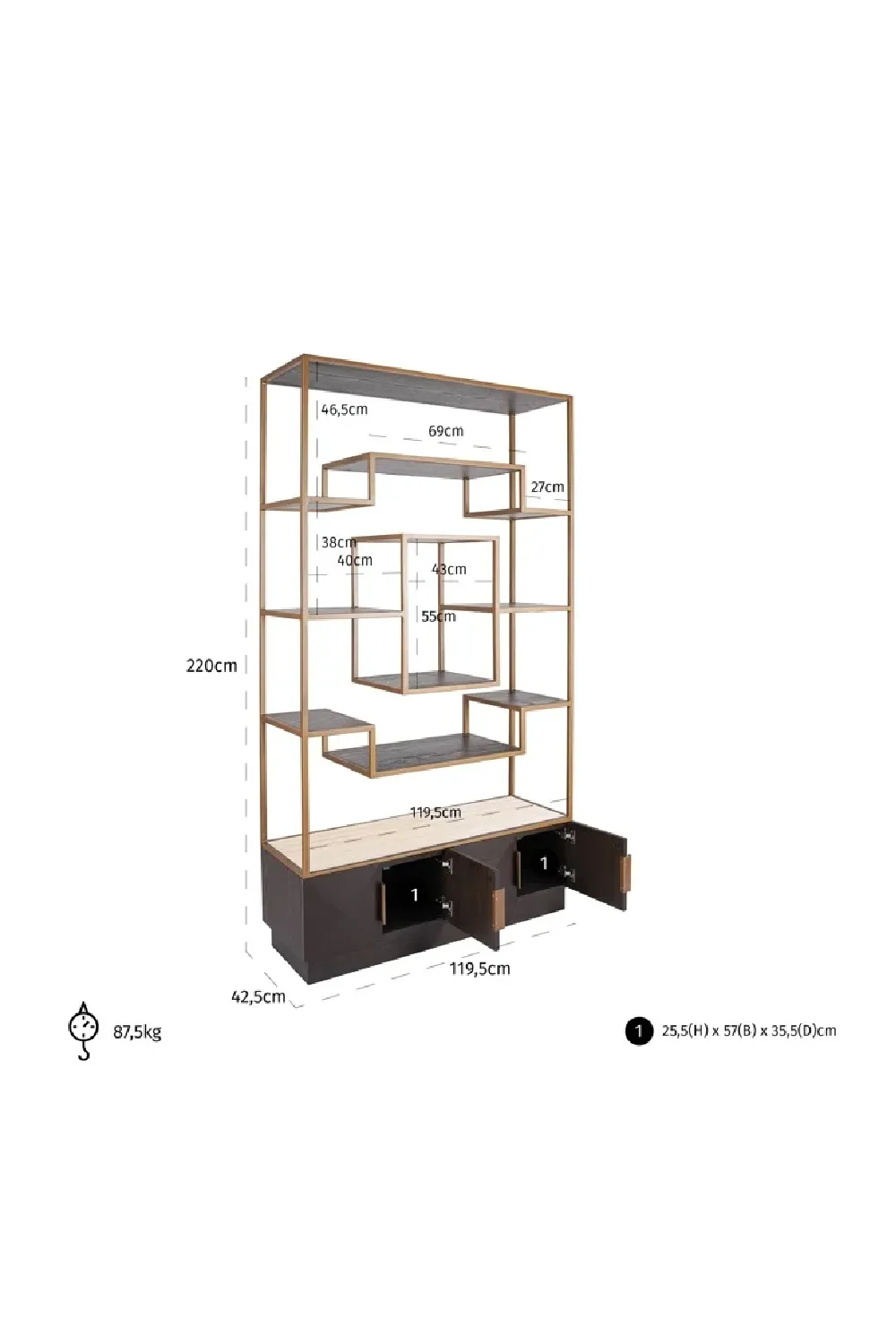 Brown Oak Display Cabinet | OROA Claremont