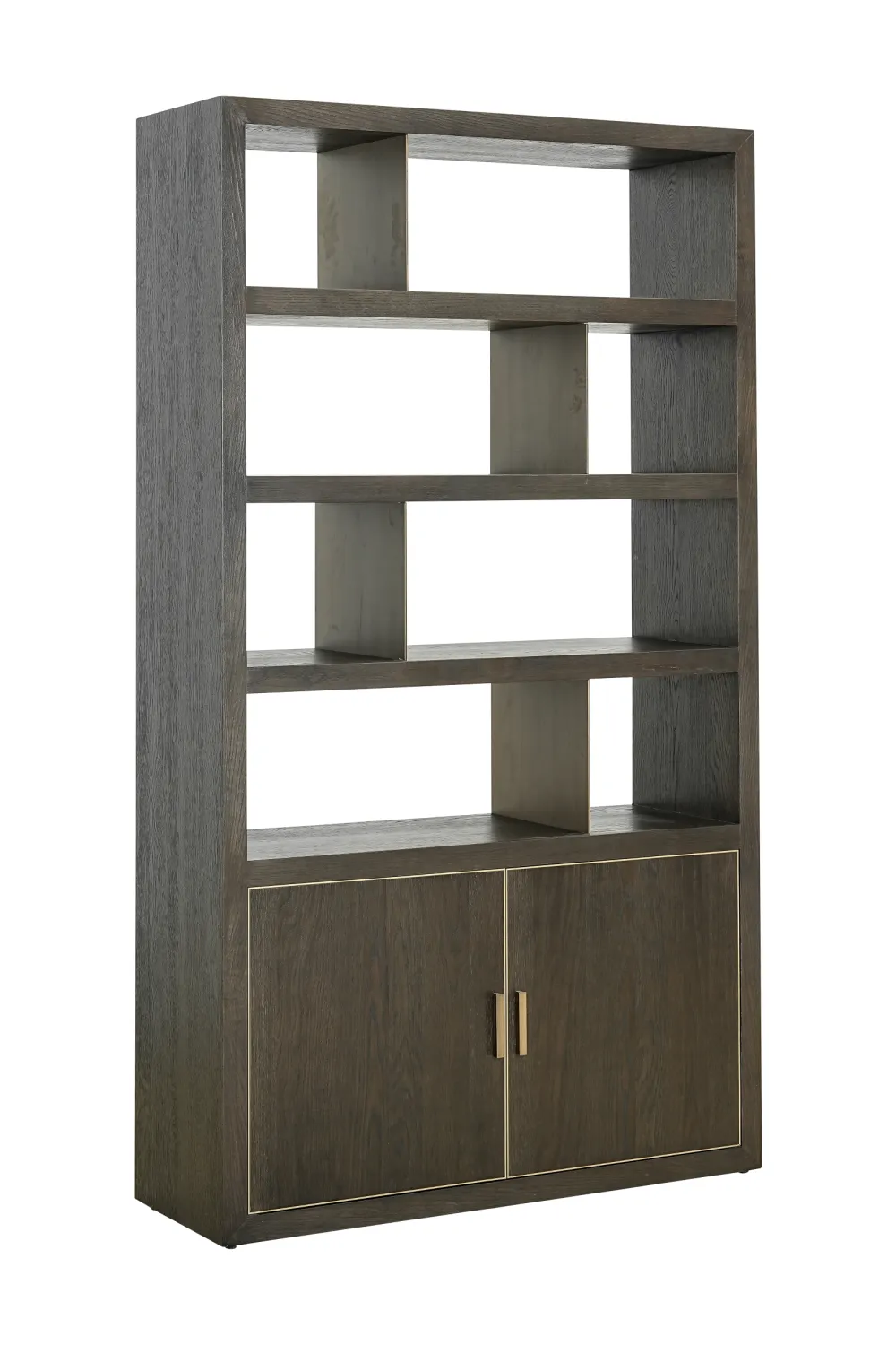 Brown Oak Staggered Display Cabinet | OROA Rivertree