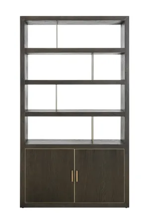 Brown Oak Staggered Display Cabinet | OROA Rivertree