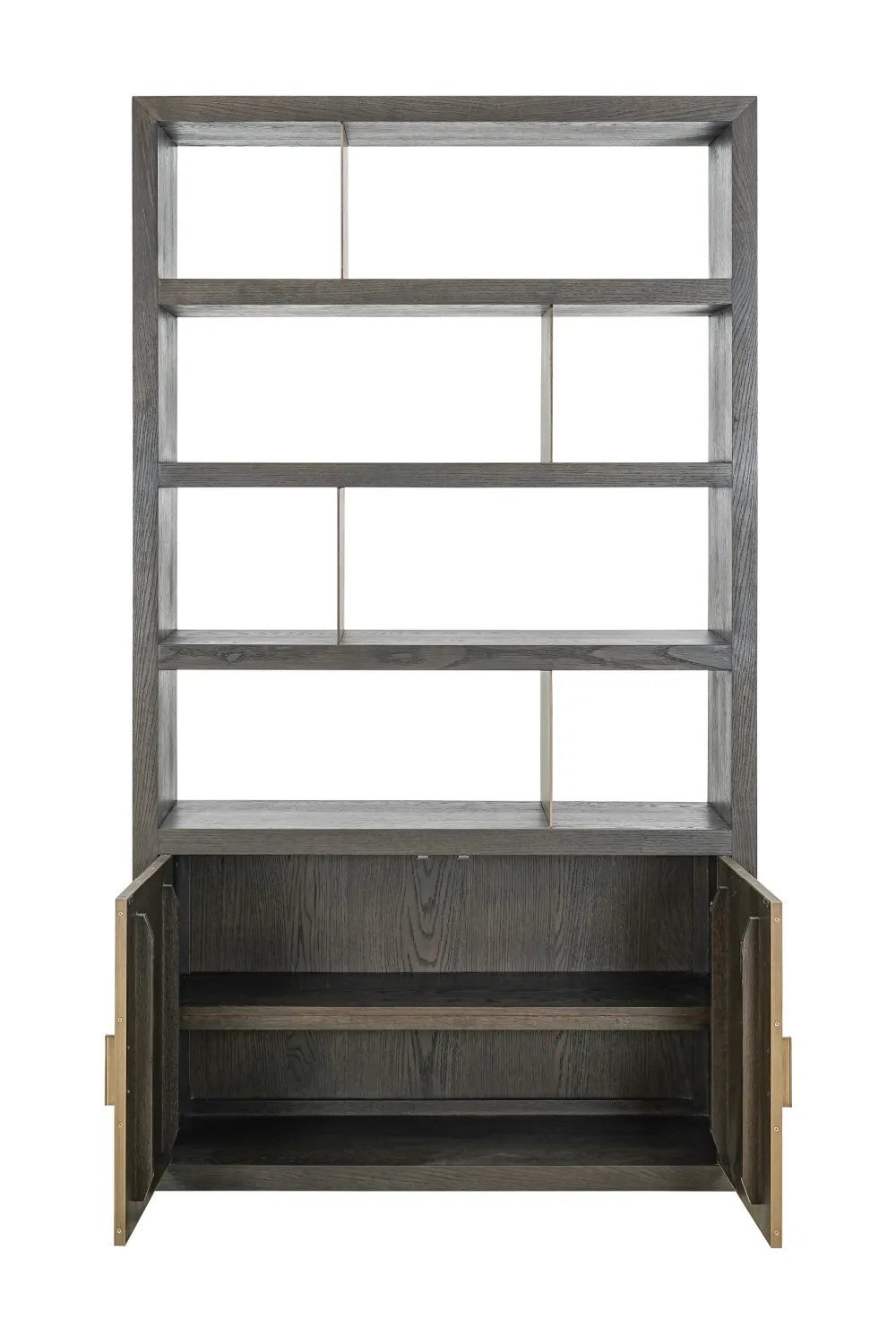 Brown Oak Staggered Display Cabinet | OROA Rivertree