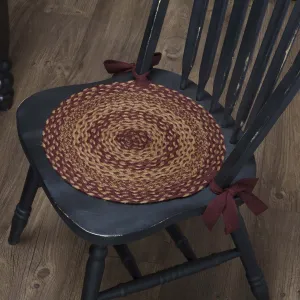 Burgundy Tan Jute Chair Pad 15 inch Diameter Set of 6