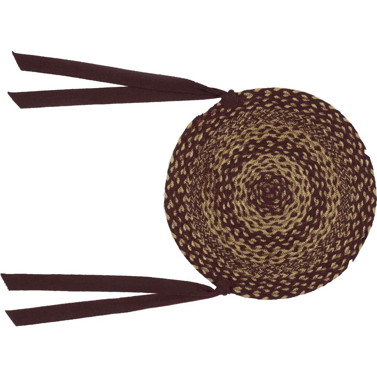 Burgundy Tan Jute Chair Pad 15 inch Diameter Set of 6