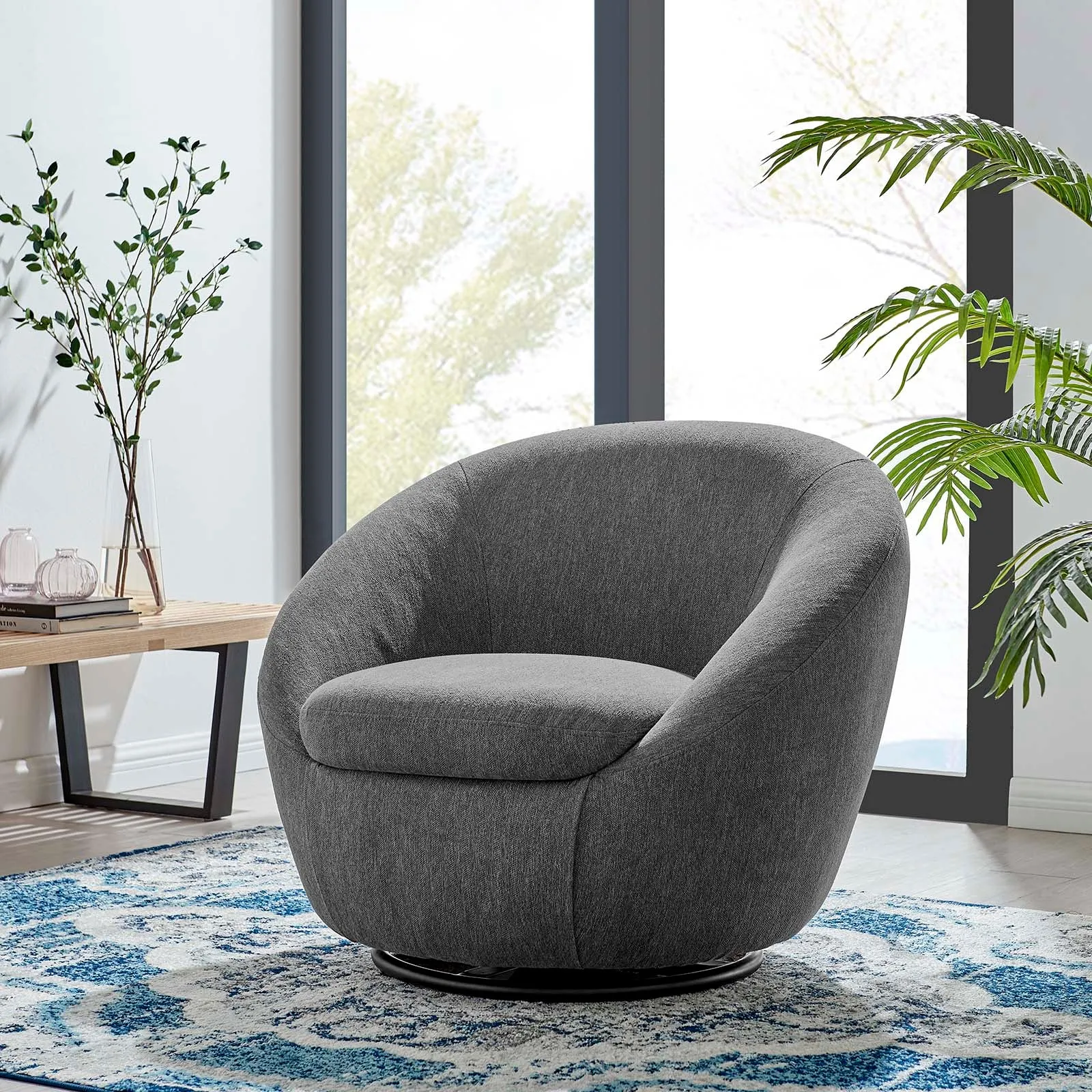 Buttercup Upholstered Fabric Swivel Chair by Modway