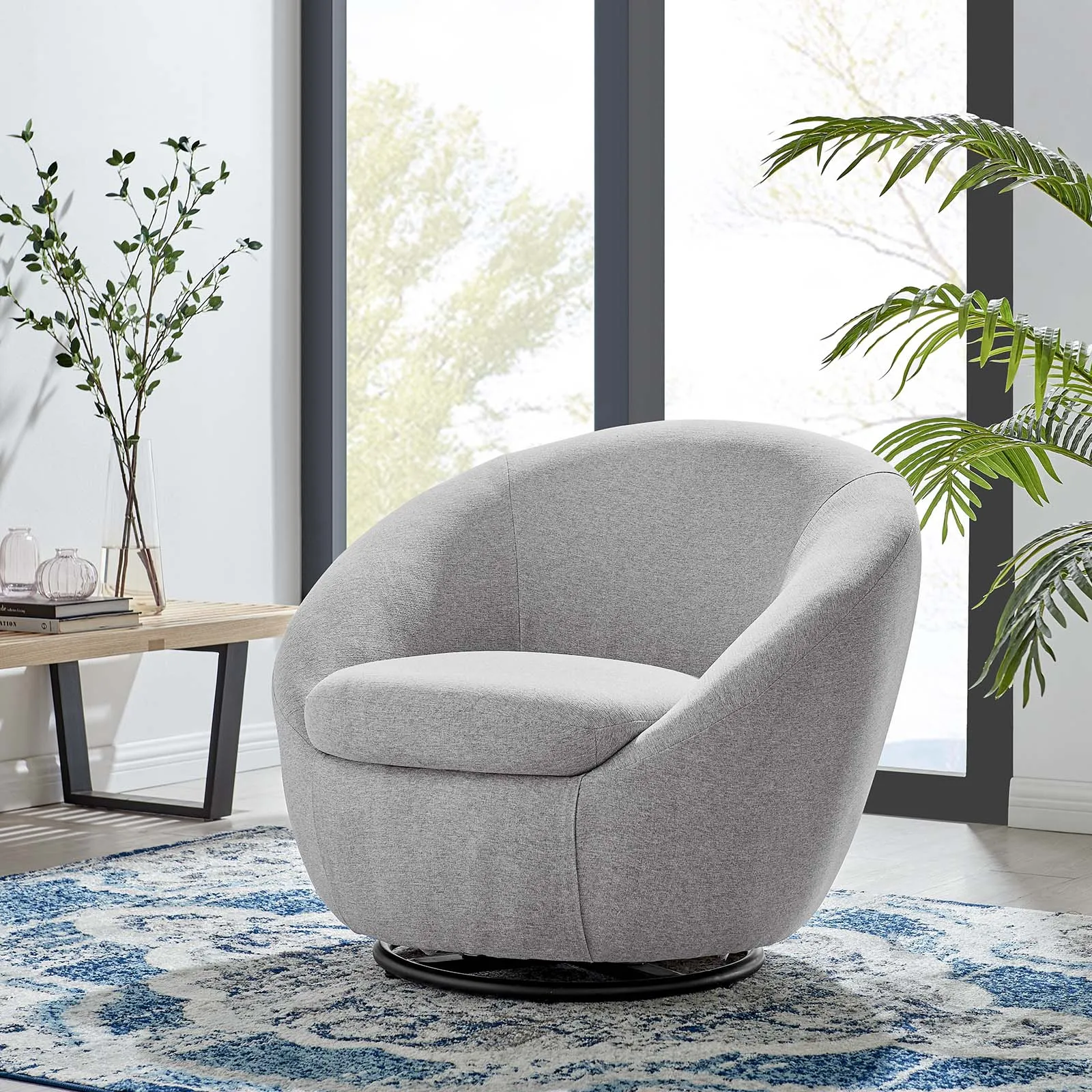 Buttercup Upholstered Fabric Swivel Chair by Modway